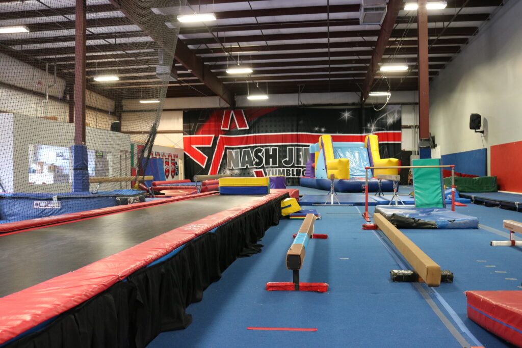 FlipZone gymnastics center training facility in Lee’s Summit with equipment for children’s gymnastics classes and local programs